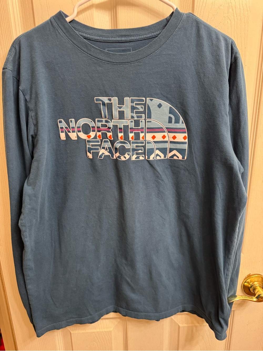 The North Face Men's Long Sleeve Graphic Tee - Slate Blue with Multi Accent Logo